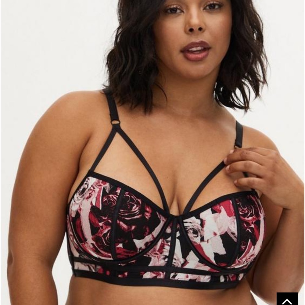 Torrid Mesh Rose Print Underwire Bralette